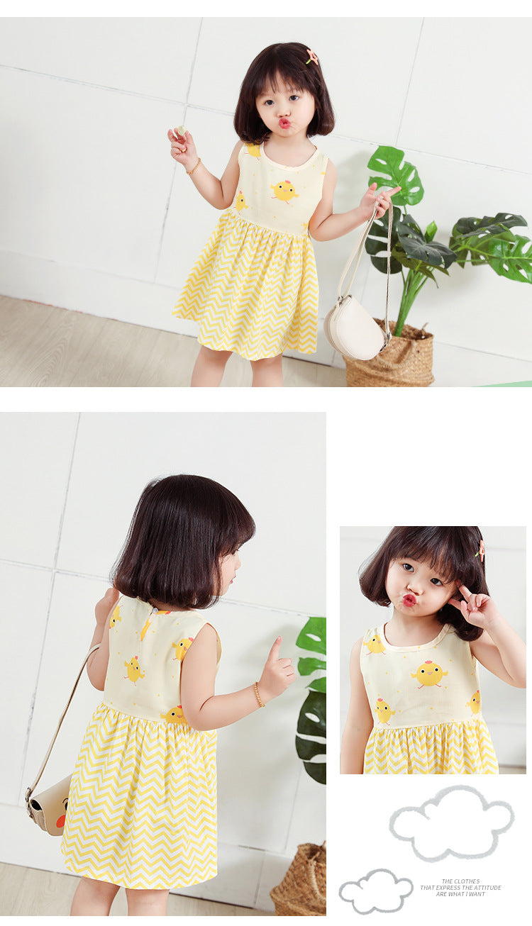 Cotton Summer Dress for Girls – Sleeveless Floral Princess Party Outfit, Perfect Kids Clothing