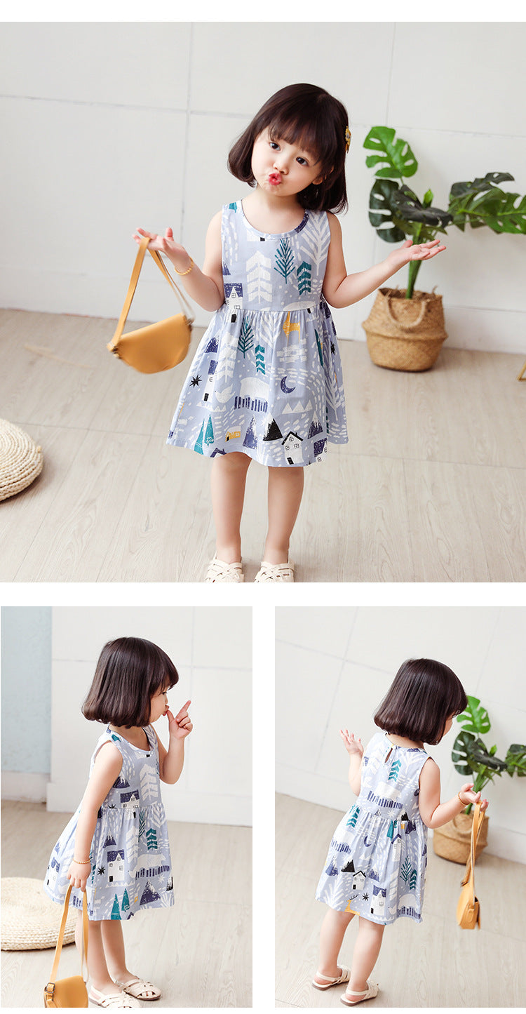 Cotton Summer Dress for Girls – Sleeveless Floral Princess Party Outfit, Perfect Kids Clothing