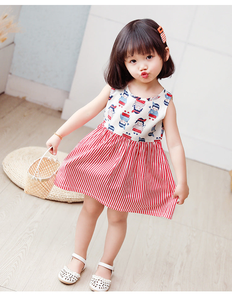 Cotton Summer Dress for Girls – Sleeveless Floral Princess Party Outfit, Perfect Kids Clothing