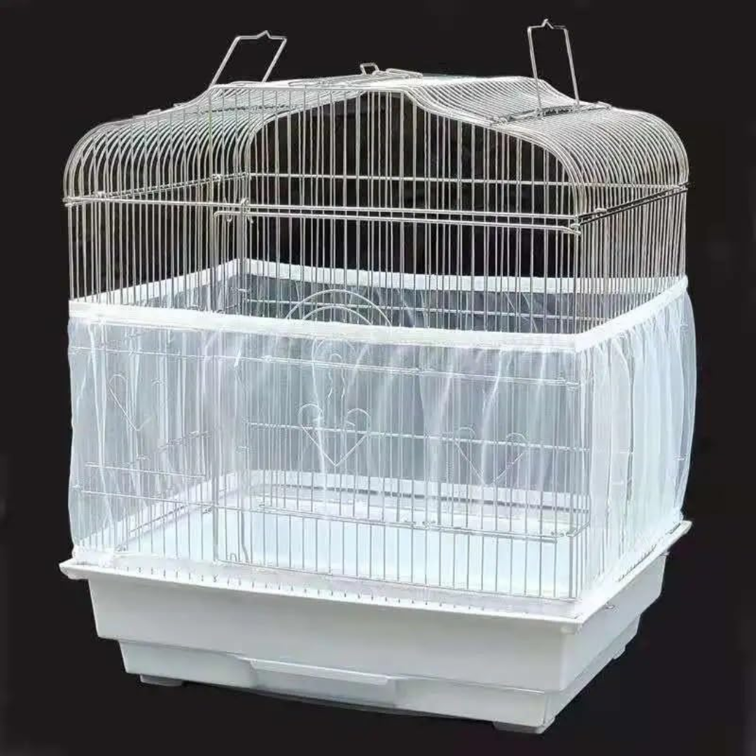 Nylon Mesh Bird Cage Cover: Receptor Seed Guard for Parrots, Easy to Clean