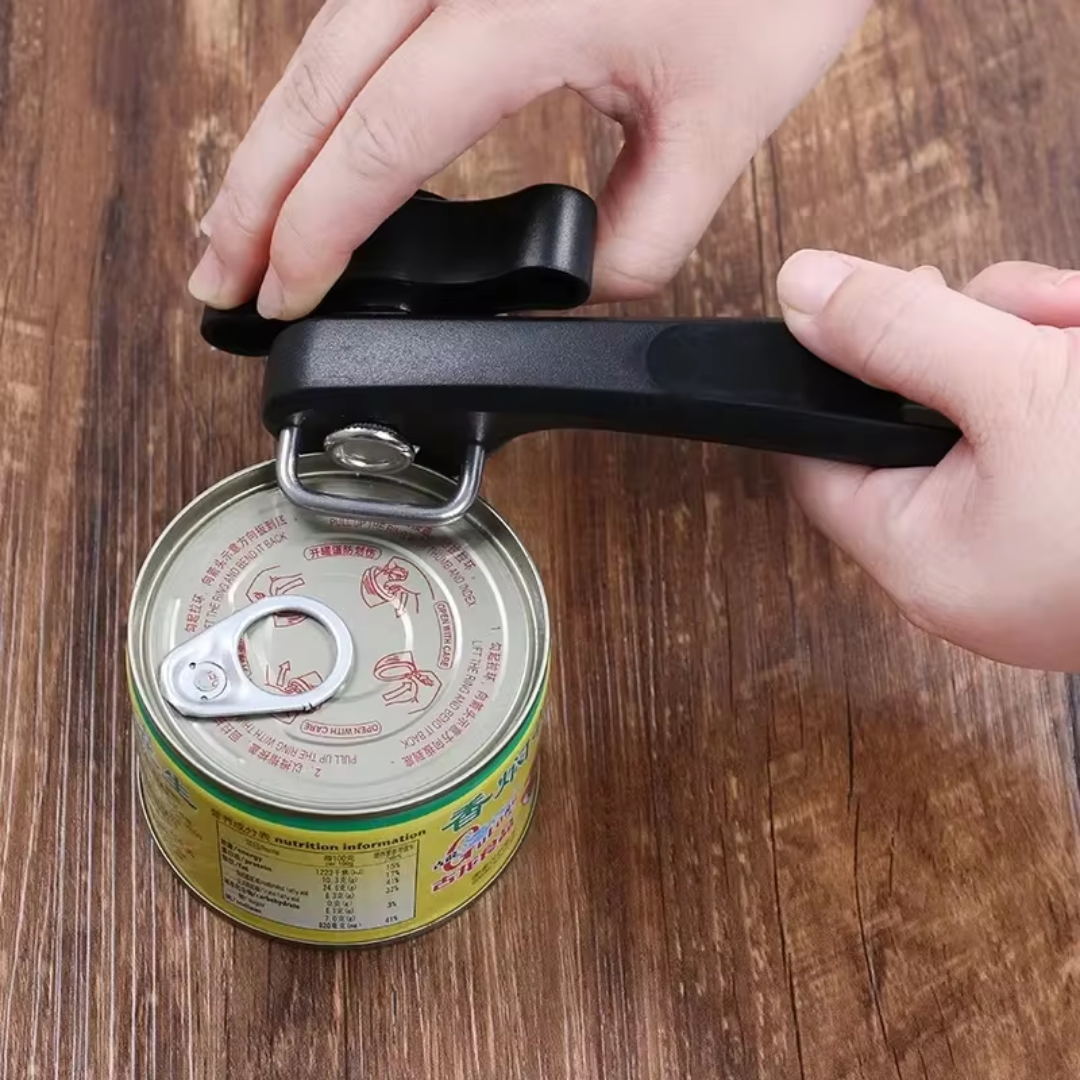 Stainless Steel Can Opener: Multifunctional Grip Tool for Side Cutting Tins and Bottles – Essential Kitchen Gadget