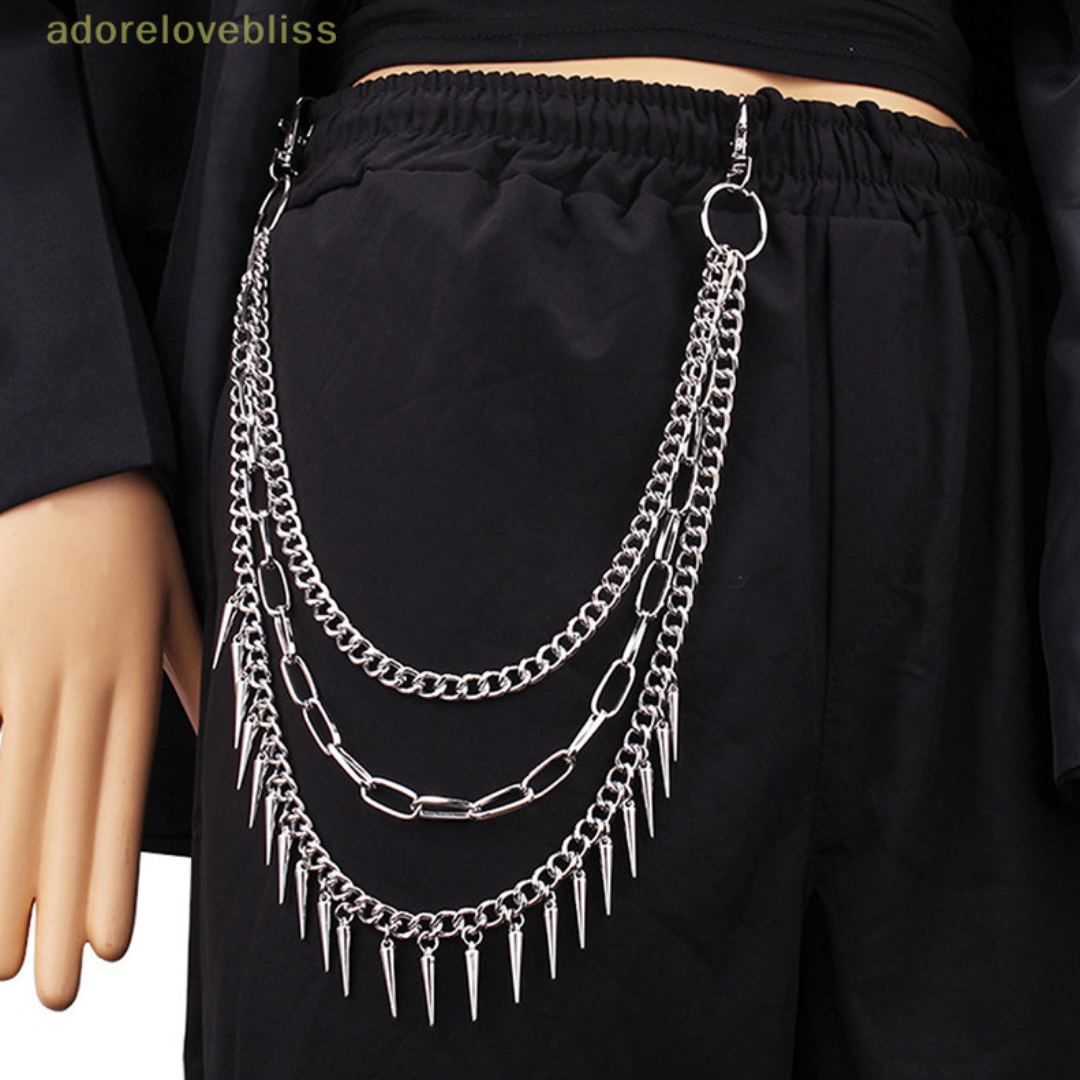 Layered Pants Chain – Spiked Pocket Chain for Men and Women, Punk Rock Goth Accessories