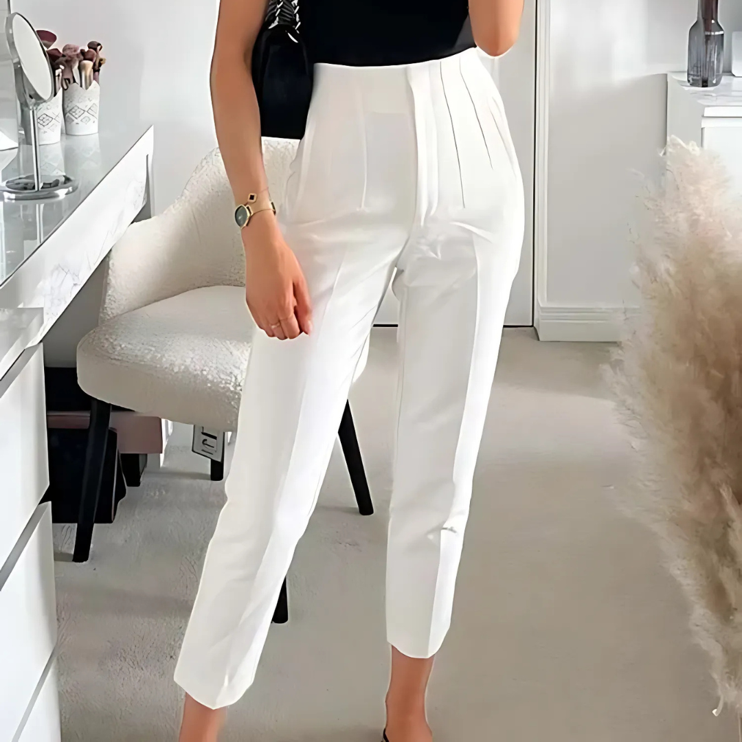 High-Waist Pencil Pants: Seam Detail Ankle Trousers for Autumn Office Wear