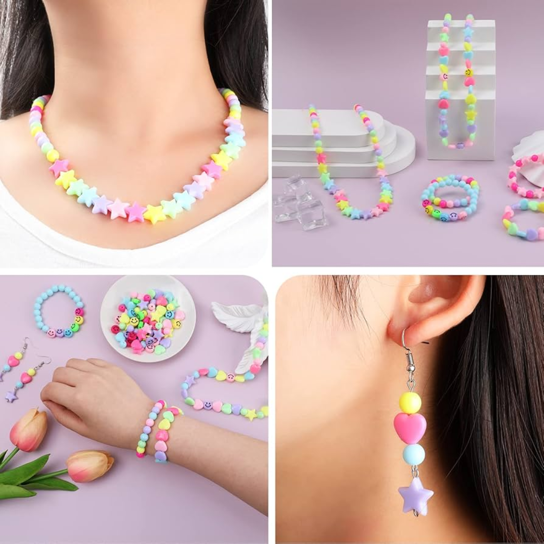 100PCS 9mm Colorful Heart Acrylic Spacer Beads – Perfect for DIY Jewelry Making, Necklaces, and Bracelets