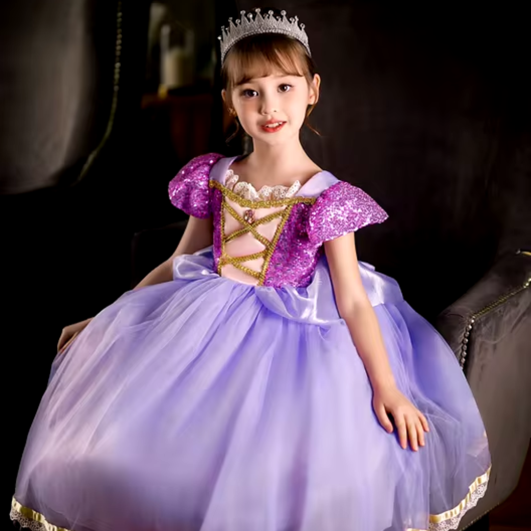 Rapunzel Dress for Girls – Cinderella Belle Dress-Up Fantasy Costume for Birthday Parties and Halloween