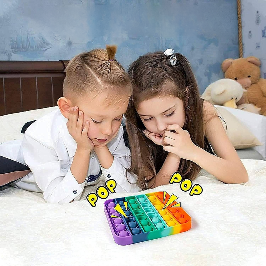 Push Bubble Fidget Toy – Rainbow Square Sensory Stress Relief Toy for Autism