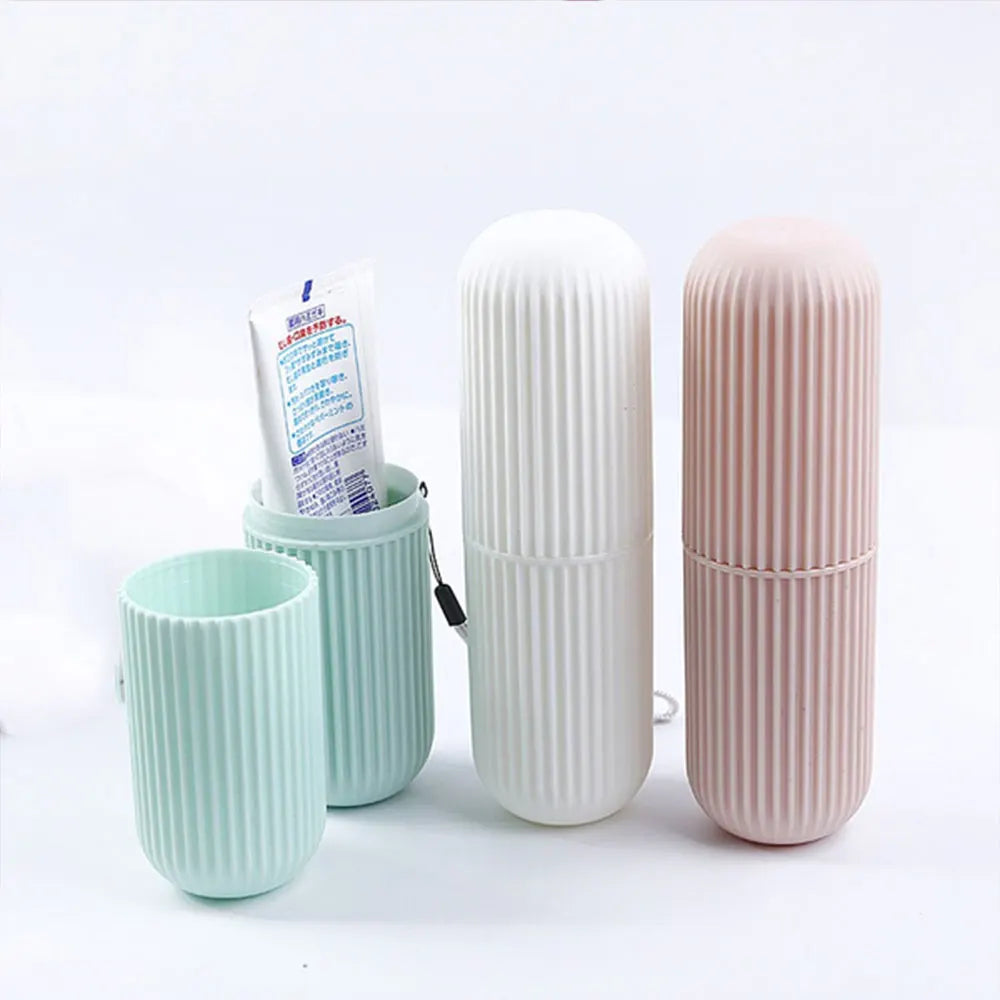 Travel Toothbrush Holder: Portable Brushing Cups with Toothpaste Cover and Storage Box