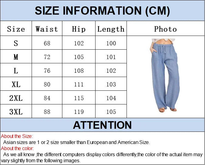 Women&#39;s High-Waist Cotton Linen Pants: Breathable Wide-Leg Trousers for Summer &amp; Autumn