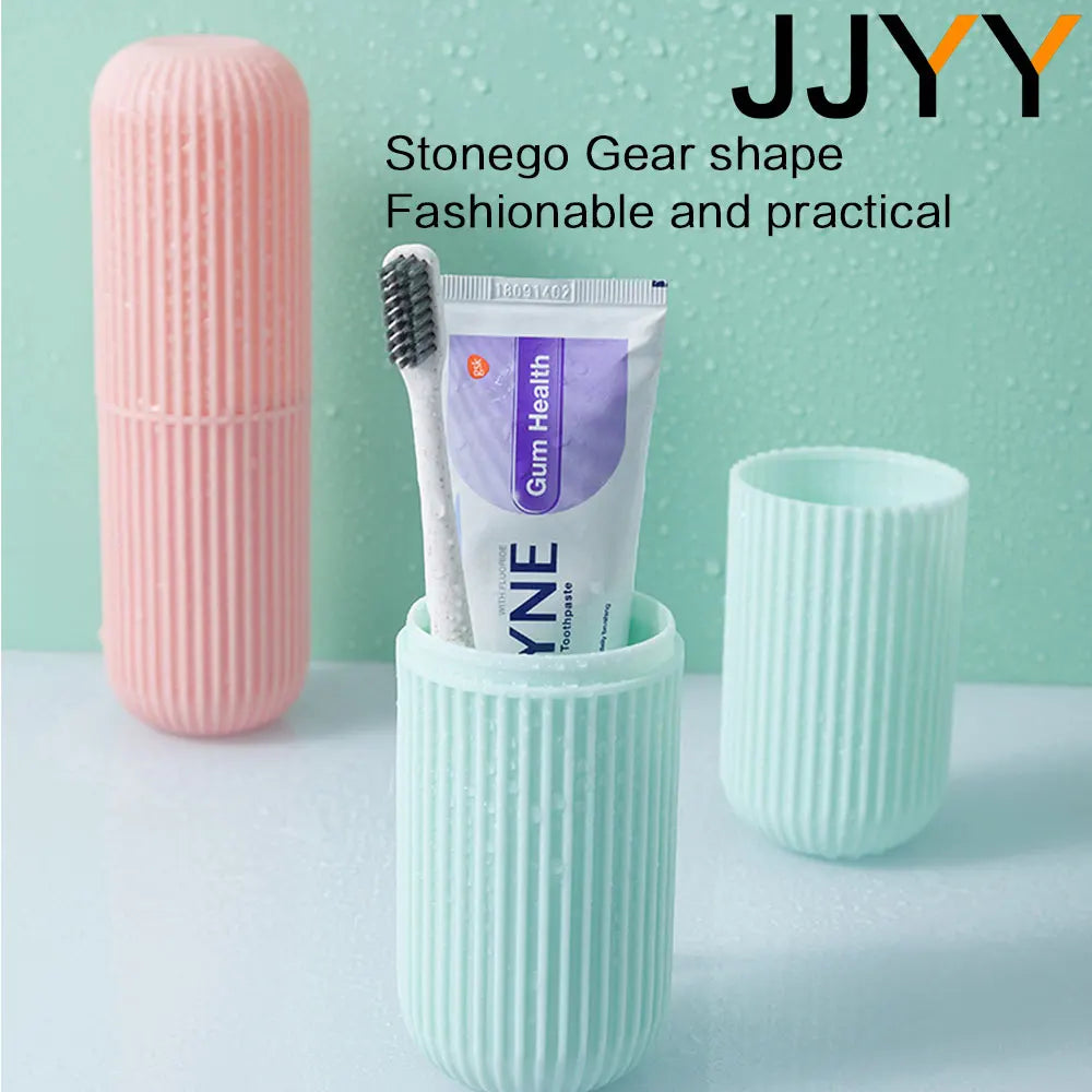 Travel Toothbrush Holder: Portable Brushing Cups with Toothpaste Cover and Storage Box