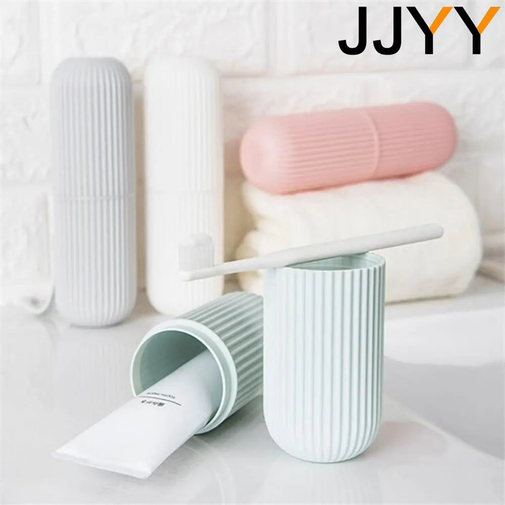 Travel Toothbrush Holder: Portable Brushing Cups with Toothpaste Cover and Storage Box