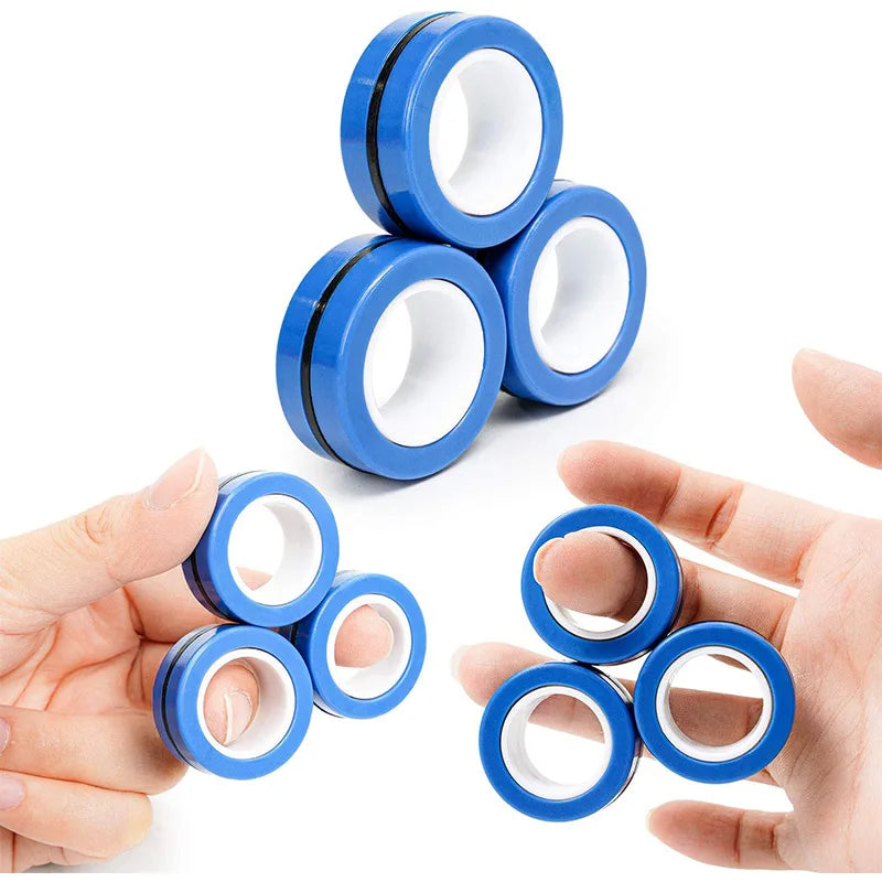 3-Piece Magnetic Fidget Rings Set: Colorful Stress Relief Toys for Adults and Kids