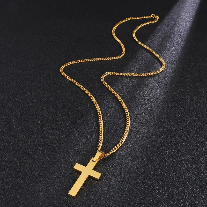 Men&#39;s Christian Cross Pendant Necklace – Fashion Metal Religious Amulet Accessory