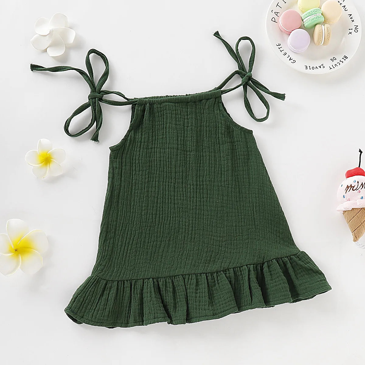 Summer Infant Baby Girl Dress – Toddler Muslin Cotton Sleeveless Ruffle Slip Dress