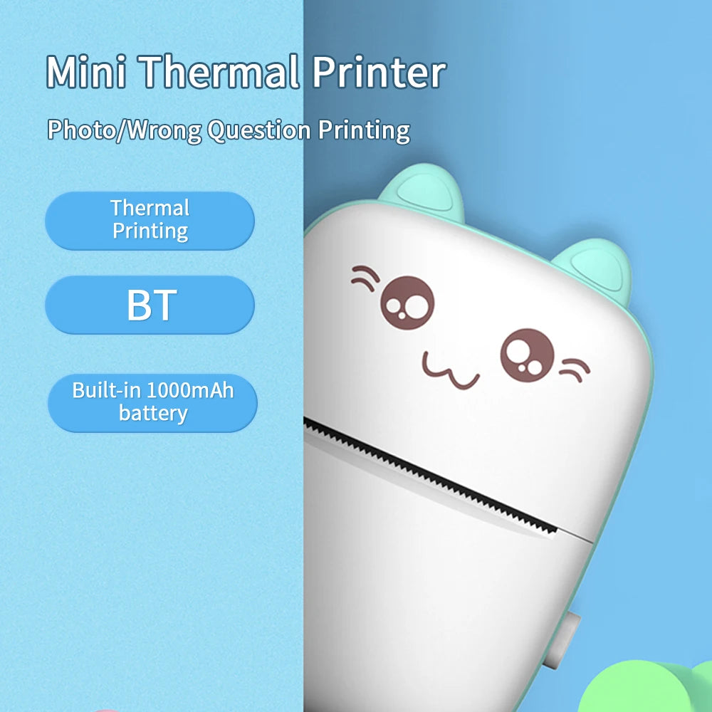 Mini 58mm Portable Thermal Printer – Cute Wireless BT Printer for Photo Labels and Memo Printing, 200dpi, Bluetooth Connection