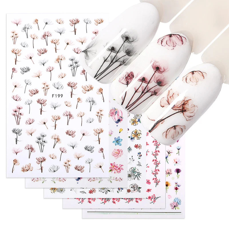 Succulent Plants 3D Nail Sticker - Spring Floral DIY Decoration