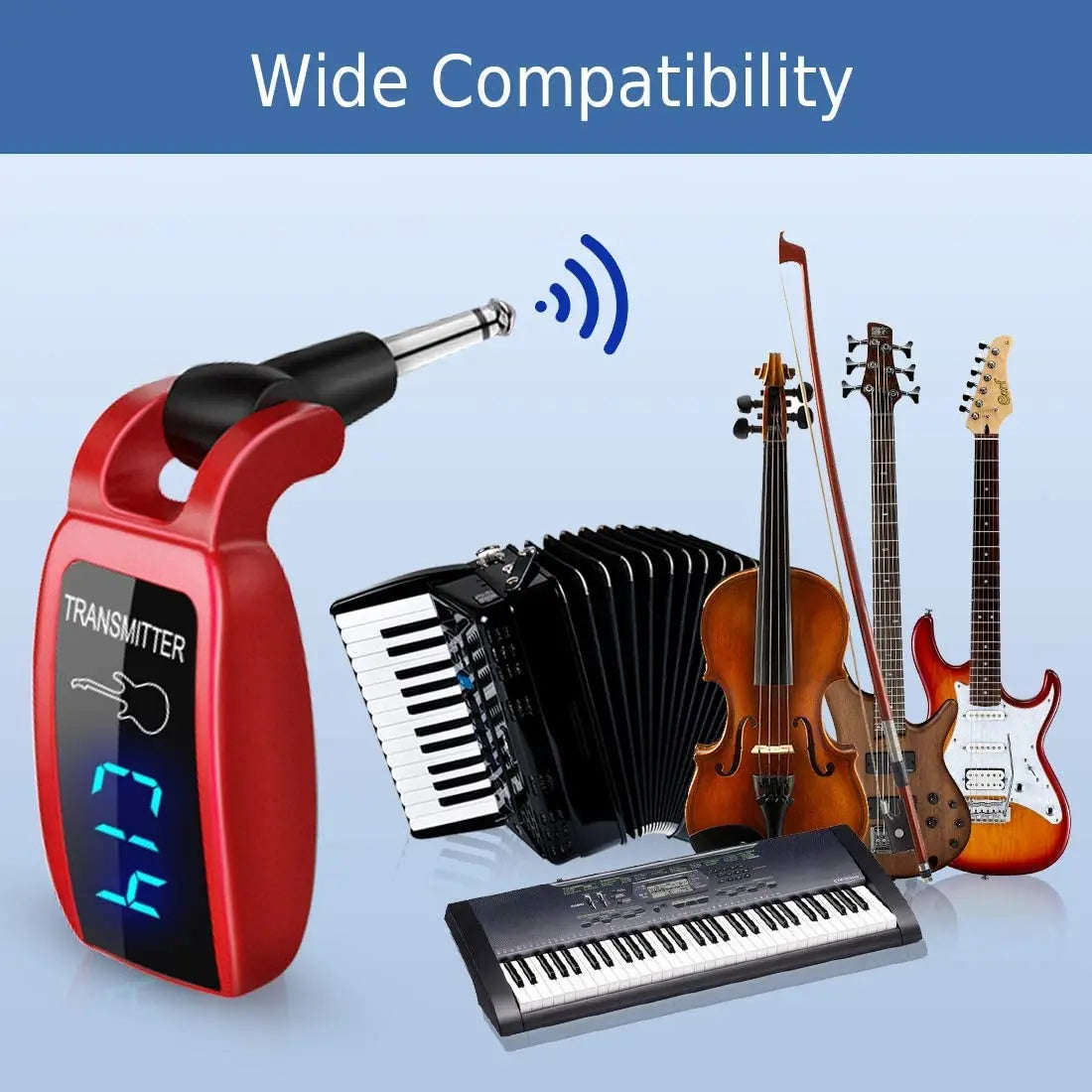 Wireless Guitar System - Rechargeable UHF Transmitter &amp; Receiver