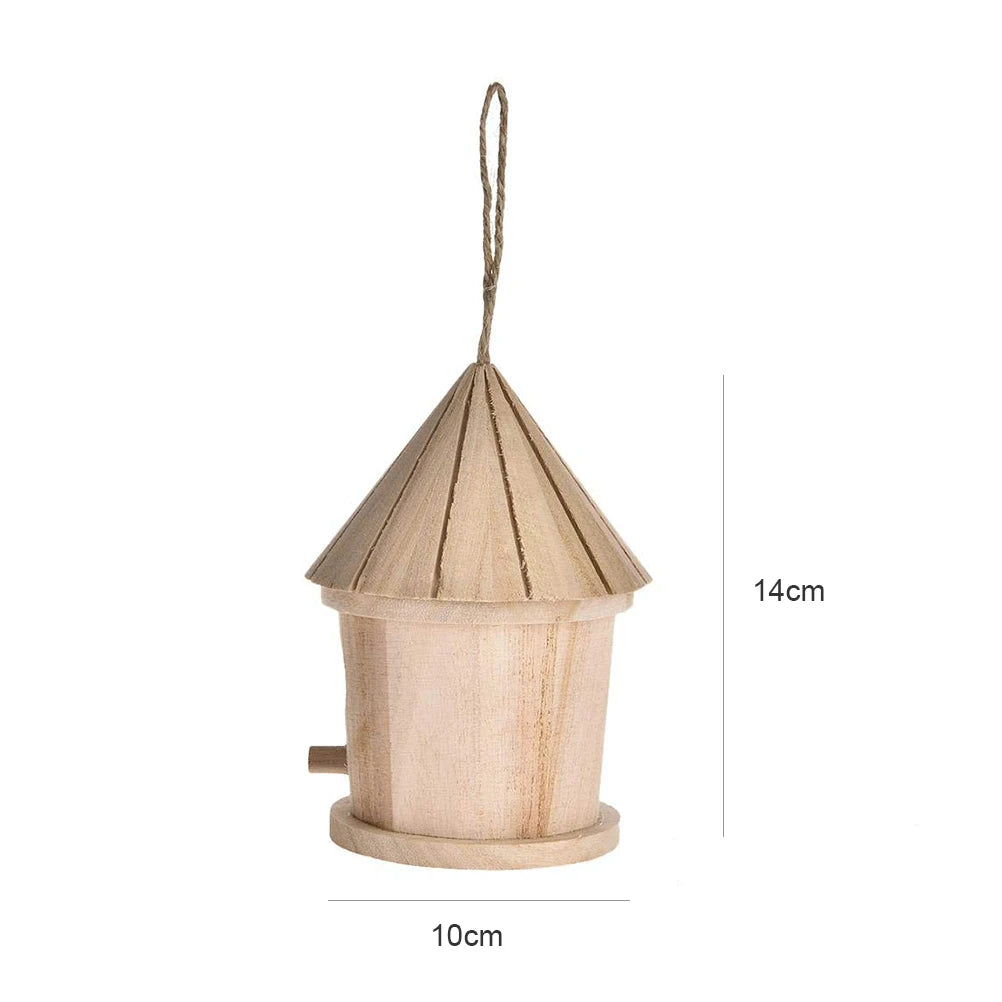 Wall-Mounted Wooden Birdhouse – Natural Hanging Nest for Outdoor Bird Resting