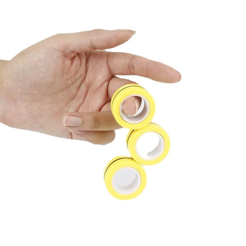 3-Piece Magnetic Fidget Rings Set: Colorful Stress Relief Toys for Adults and Kids