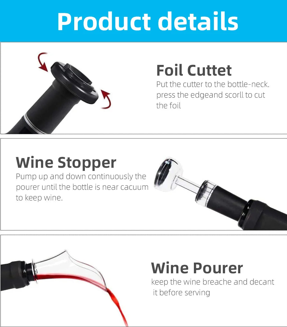 Electric Wine Opener: Automatic Corkscrew and Battery-Powered Bottle Opener with Foil Cutter – Perfect for Wine and Beer