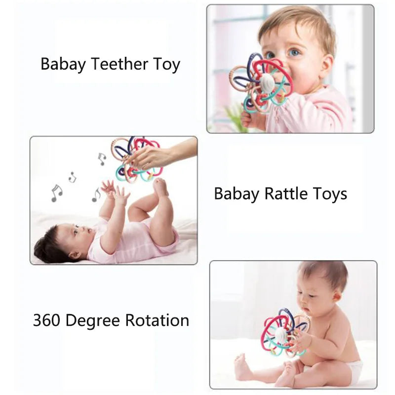 Educational Sensory Teether Rattle Toys for Infants Aged 0-12 Months