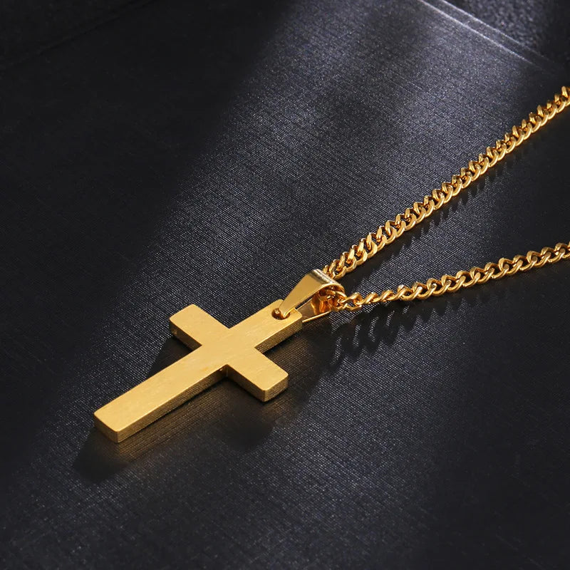 Men&#39;s Christian Cross Pendant Necklace – Fashion Metal Religious Amulet Accessory