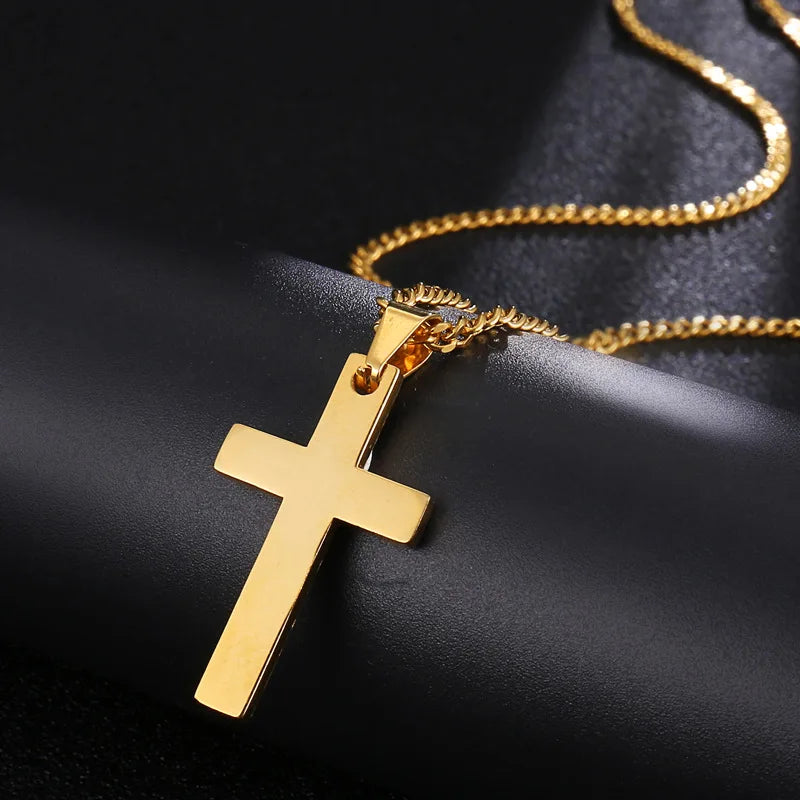 Men&#39;s Christian Cross Pendant Necklace – Fashion Metal Religious Amulet Accessory