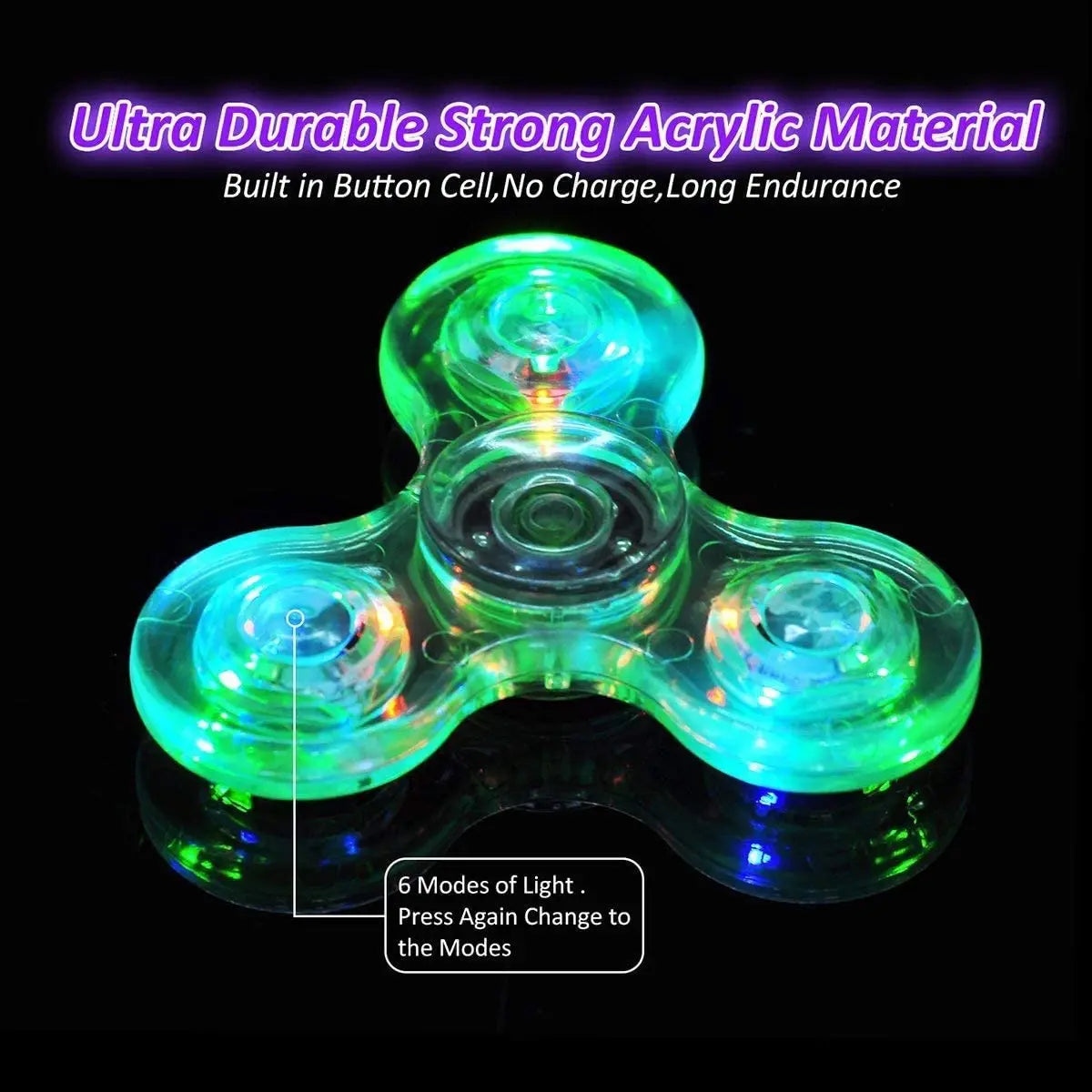 Luminous LED Light Fidget Spinner – Glow-in-the-Dark Hand Top Spinners for EDC, Finger Stress Relief Toys