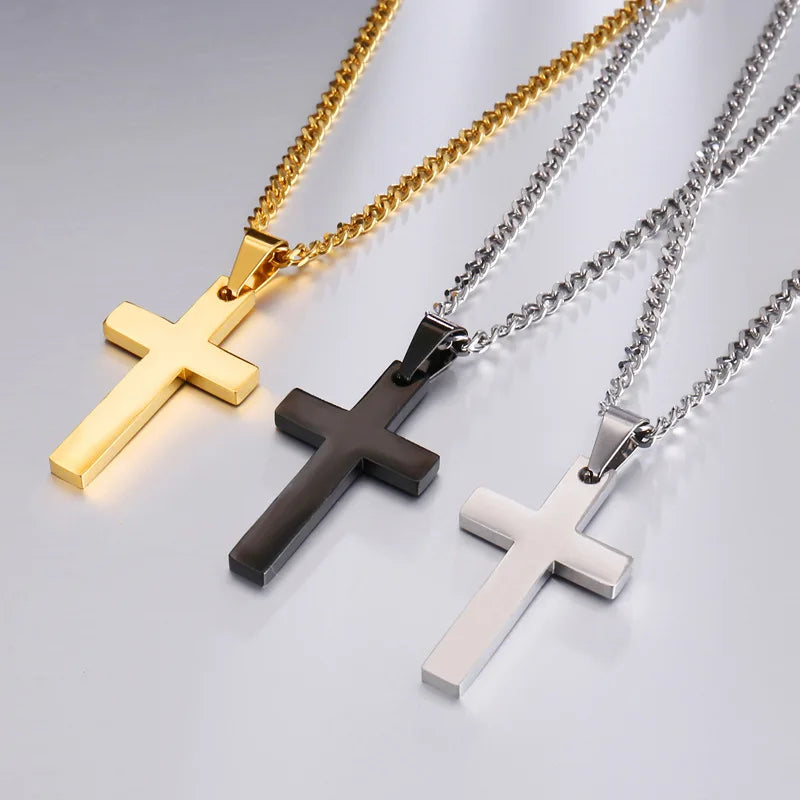 Men&#39;s Christian Cross Pendant Necklace – Fashion Metal Religious Amulet Accessory