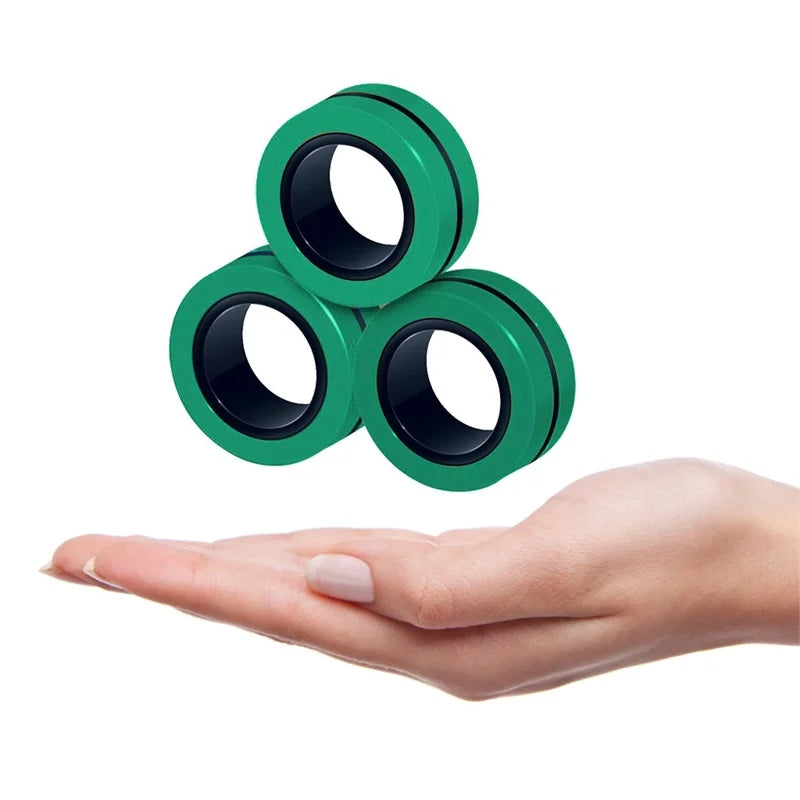 3-Piece Magnetic Fidget Rings Set: Colorful Stress Relief Toys for Adults and Kids