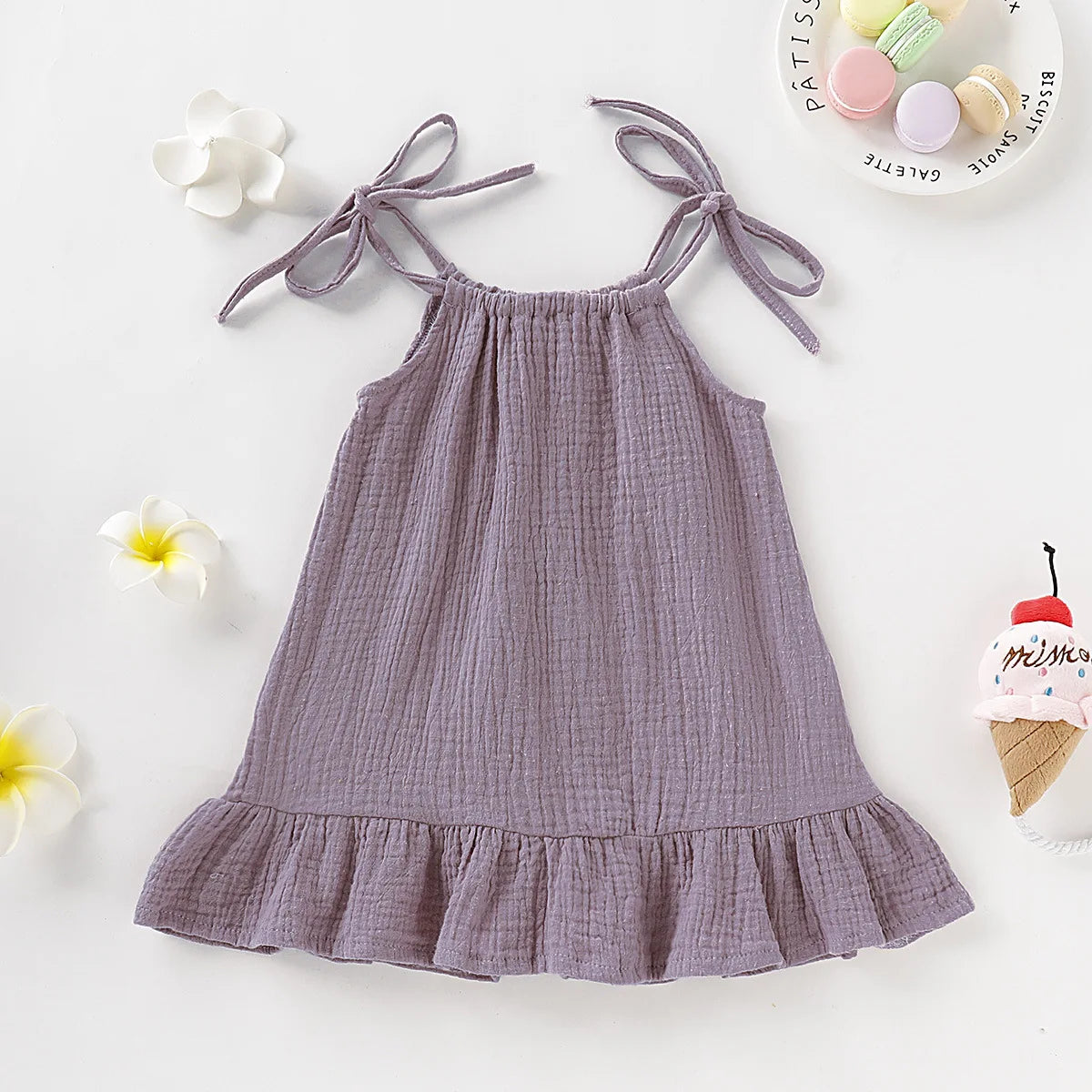 Summer Infant Baby Girl Dress – Toddler Muslin Cotton Sleeveless Ruffle Slip Dress