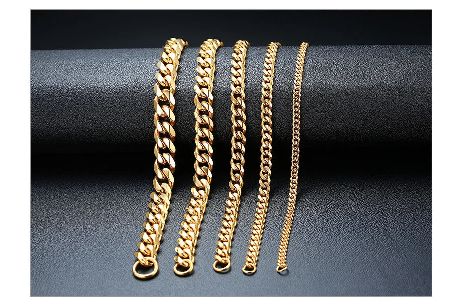 Vnox Chunky Miami Cuban Link Chain Bracelet – 3-11mm Stainless Steel Wristband for Men, Classic Heavy Punk Style