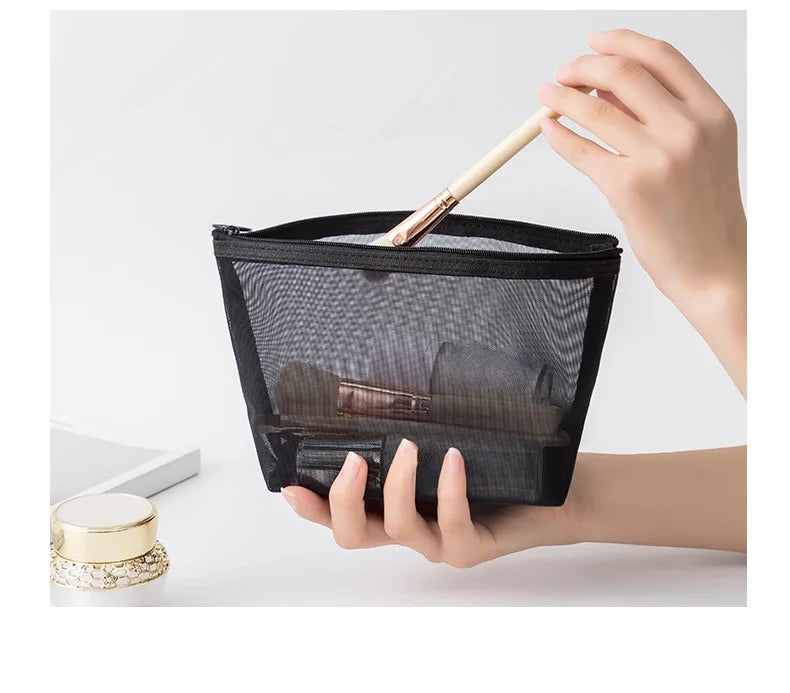 Mesh Cosmetic Travel Bag - Portable Makeup Organizer for Women