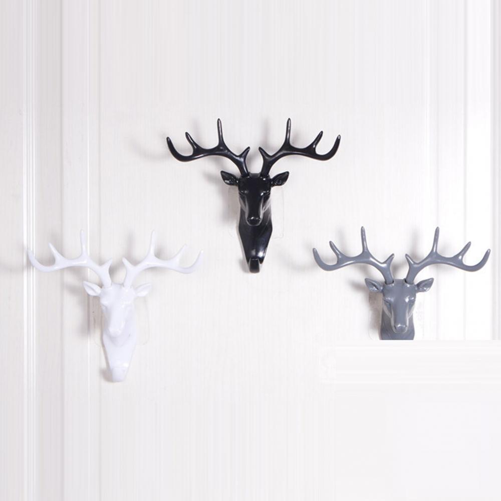 Cute Antler Hook Deer Head Key Holder: Decorative Wall Ornament for Home