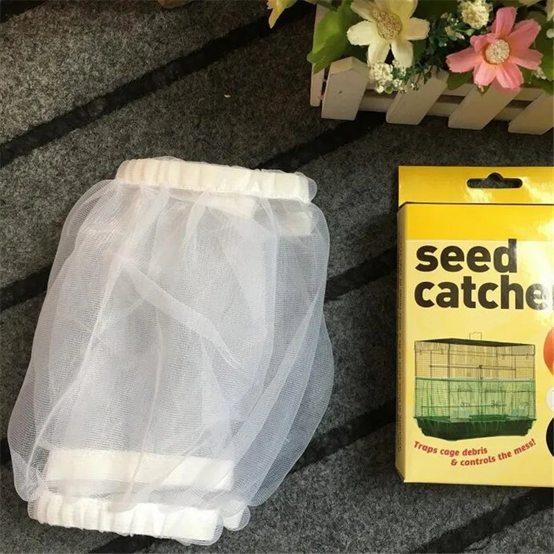 Nylon Mesh Bird Cage Cover: Receptor Seed Guard for Parrots, Easy to Clean