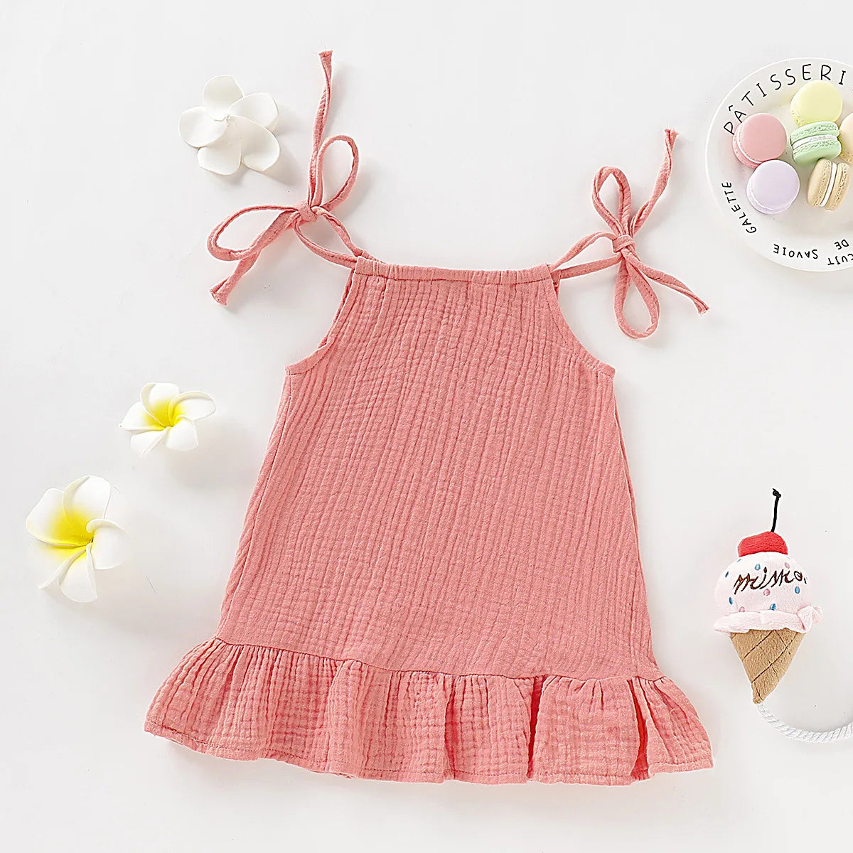 Summer Infant Baby Girl Dress – Toddler Muslin Cotton Sleeveless Ruffle Slip Dress