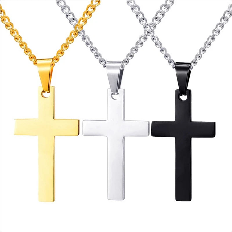 Men&#39;s Christian Cross Pendant Necklace – Fashion Metal Religious Amulet Accessory