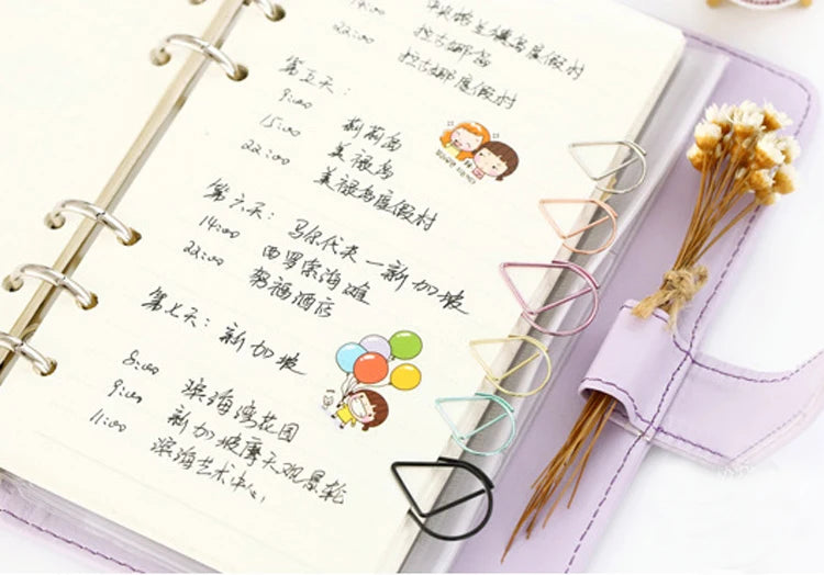 30/50 Pieces Drop Shape Metal Paper Clips - Kawaii Bookmark Clips for School