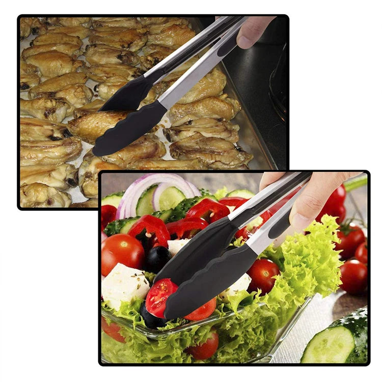 LMETJMA Premium Kitchen Tongs: BPA-Free Silicone Cooking Tongs (9 &amp; 12 Inch) – Non-Stick BBQ Grilling Locking Food Tongs (KC0253)