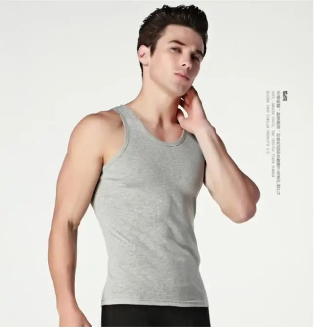 Hot Sale 3pcs / 100% Cotton Mens Sleeveless Tank Top Solid Muscle Vest Undershirts O-neck Gymclothing Tees Whorl Tops