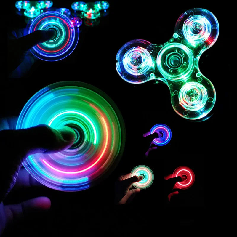 Luminous LED Light Fidget Spinner – Glow-in-the-Dark Hand Top Spinners for EDC, Finger Stress Relief Toys