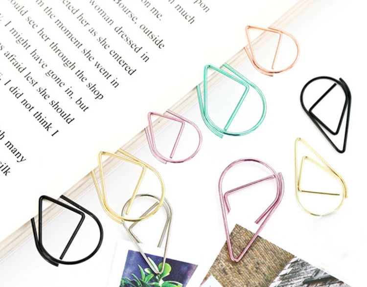 30/50 Pieces Drop Shape Metal Paper Clips - Kawaii Bookmark Clips for School