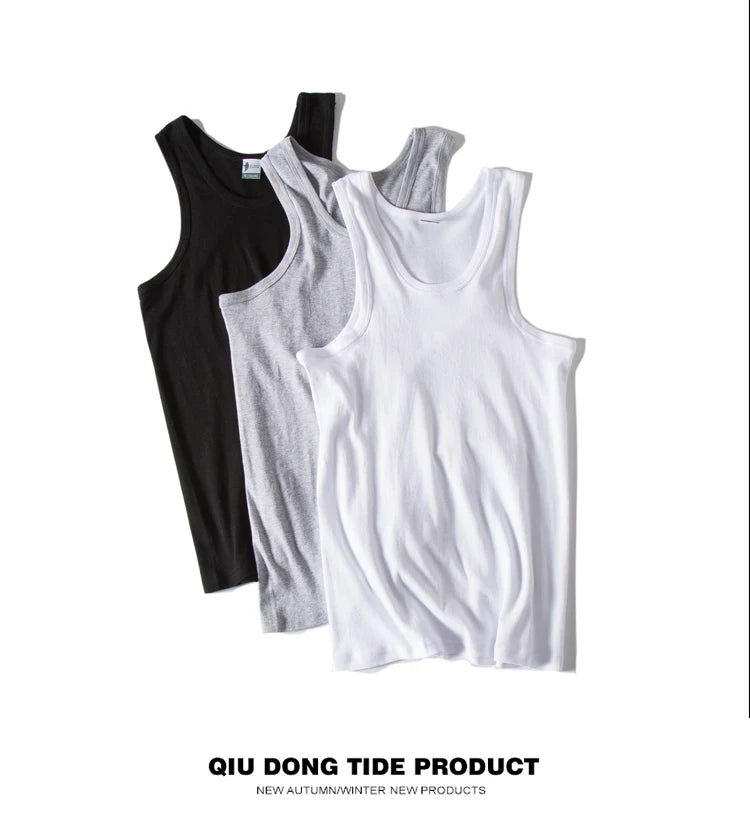 Hot Sale 3pcs / 100% Cotton Mens Sleeveless Tank Top Solid Muscle Vest Undershirts O-neck Gymclothing Tees Whorl Tops