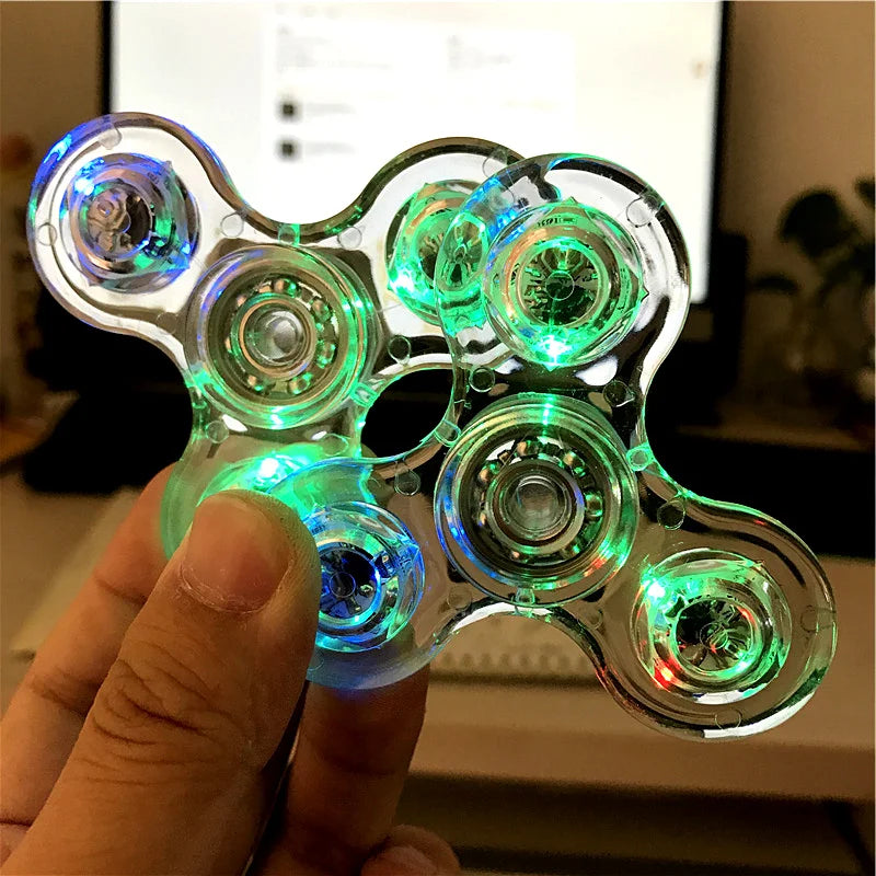 Luminous LED Light Fidget Spinner – Glow-in-the-Dark Hand Top Spinners for EDC, Finger Stress Relief Toys