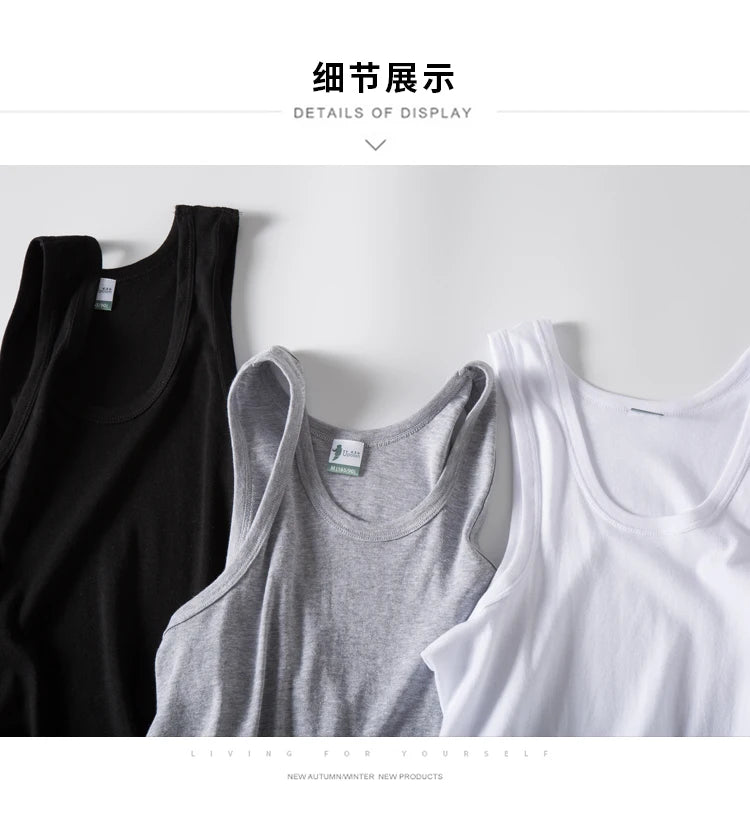 Hot Sale 3pcs / 100% Cotton Mens Sleeveless Tank Top Solid Muscle Vest Undershirts O-neck Gymclothing Tees Whorl Tops