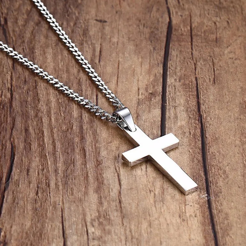 Men&#39;s Christian Cross Pendant Necklace – Fashion Metal Religious Amulet Accessory