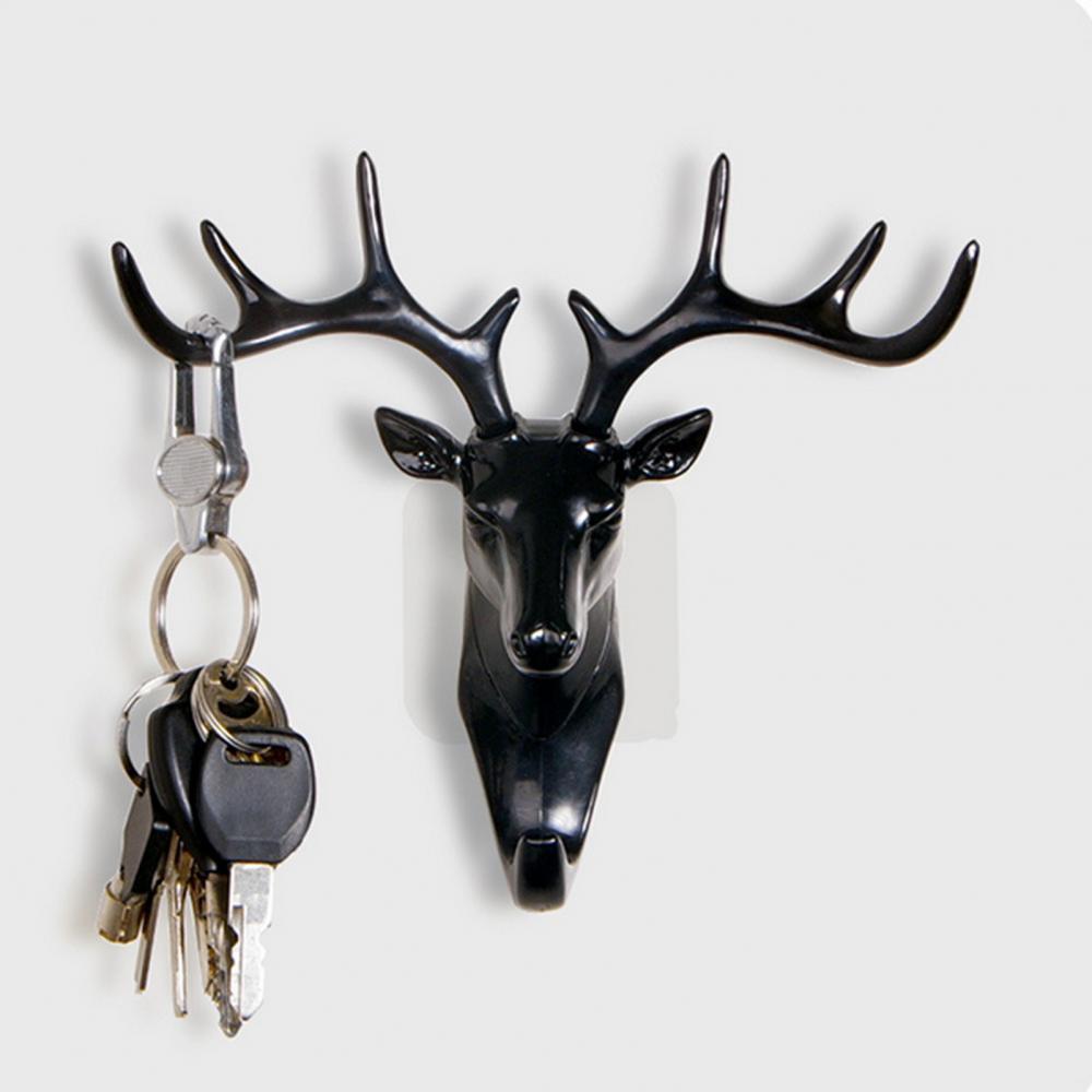 Cute Antler Hook Deer Head Key Holder: Decorative Wall Ornament for Home