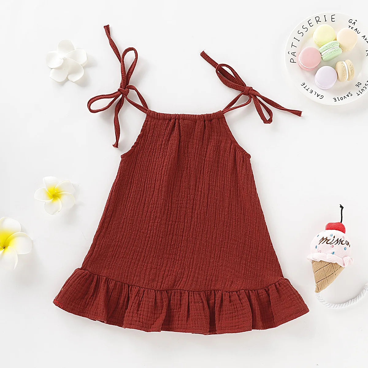 Summer Infant Baby Girl Dress – Toddler Muslin Cotton Sleeveless Ruffle Slip Dress