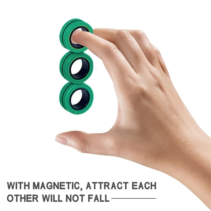 3-Piece Magnetic Fidget Rings Set: Colorful Stress Relief Toys for Adults and Kids