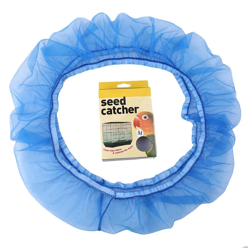 Nylon Mesh Bird Cage Cover: Receptor Seed Guard for Parrots, Easy to Clean