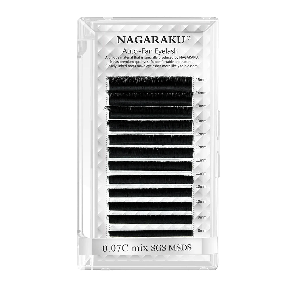 NAGARAKU Easy Fan Eyelash Extensions - Fast Bloom Pre-Bonded Volume Lashes